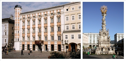 Altes Rathaus, Dreifaltigkeitssule am Hauptplatz in Linz